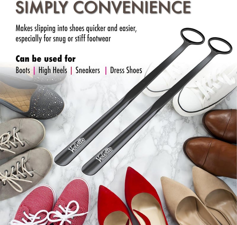 Velette 2-Pack 30" Extra Long Shoe Horn - Plastic Shoe Horn Long Handle for Seniors, Men, Women & Kids - Boot Horns, Shoehorn Long-Handle, Elderly Must Haves - Shoes Spoon, Helper, Gifts for Seniors - Image 3